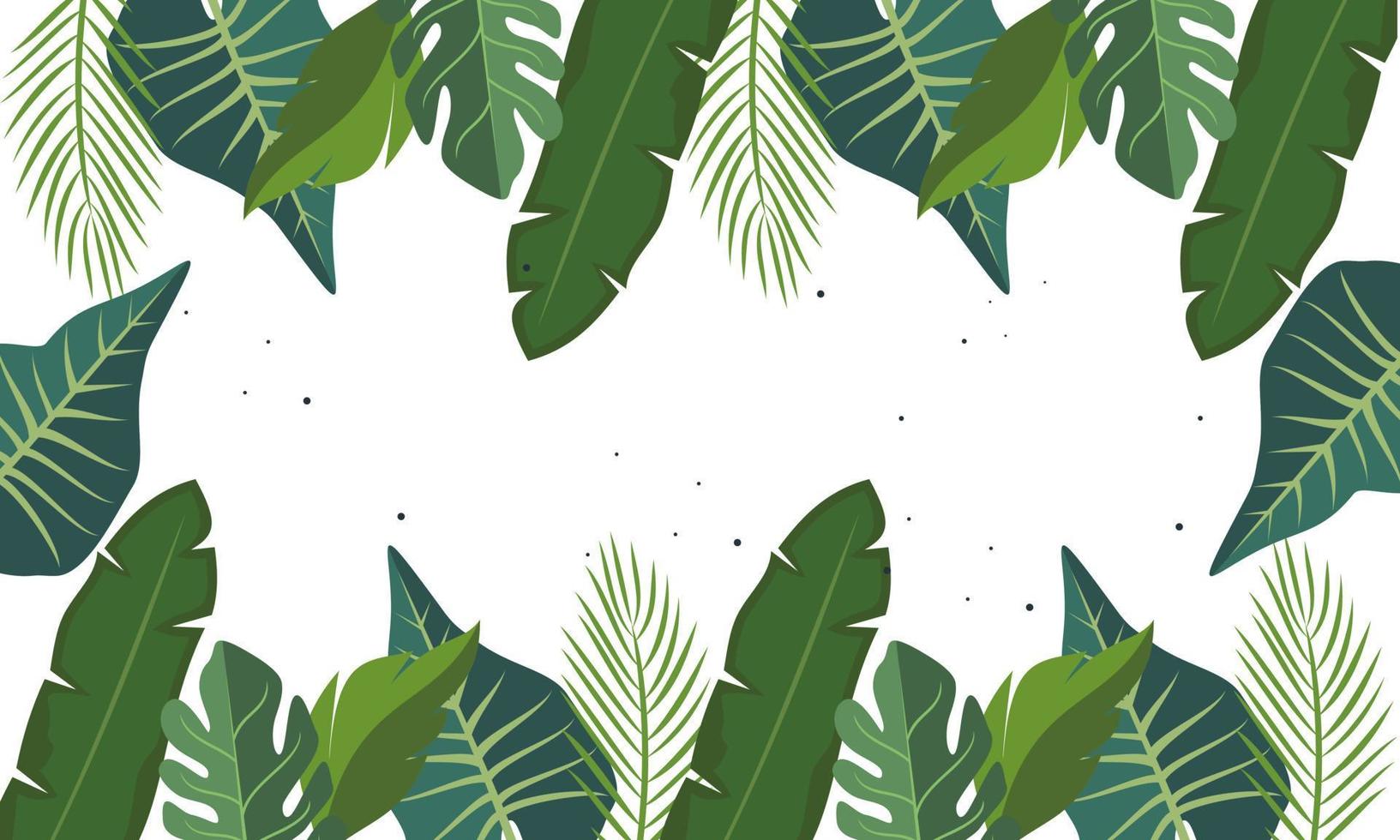 Flat tropical leaves background vector