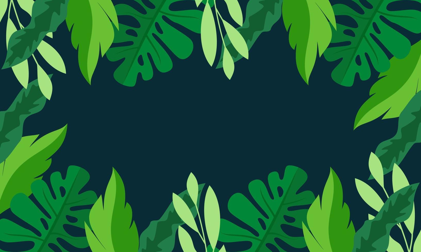 Flat tropical leaves background vector