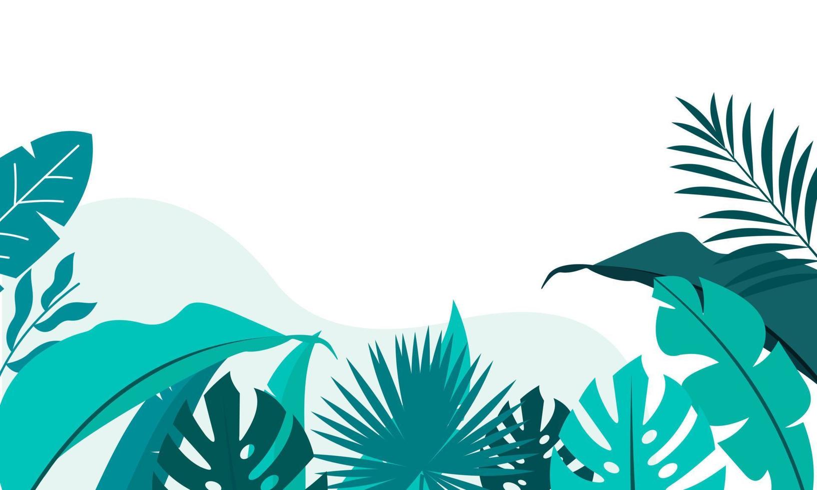 Flat tropical leaves background vector