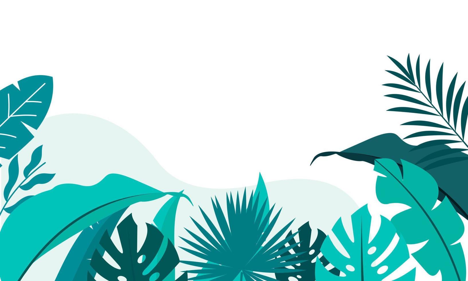 Flat tropical leaves background vector