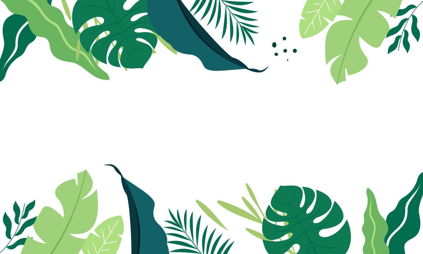 Flat tropical leaves background vector