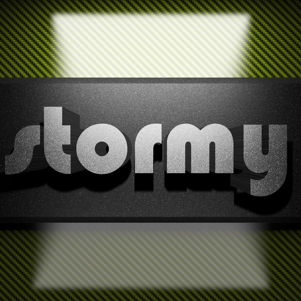 stormy word of iron on carbon photo