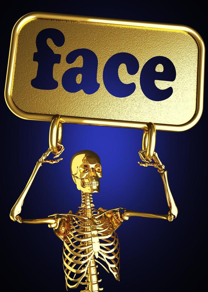 face word and golden skeleton photo