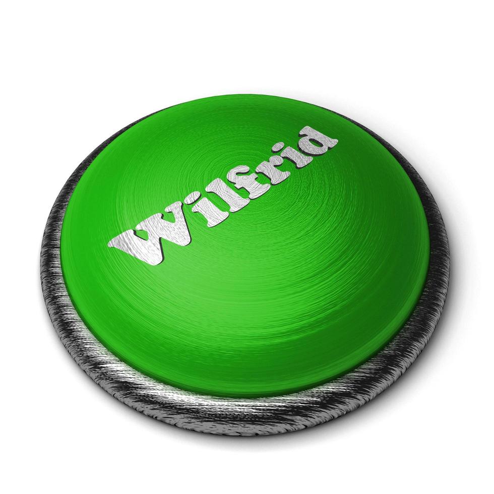 Wilfrid word on green button isolated on white photo