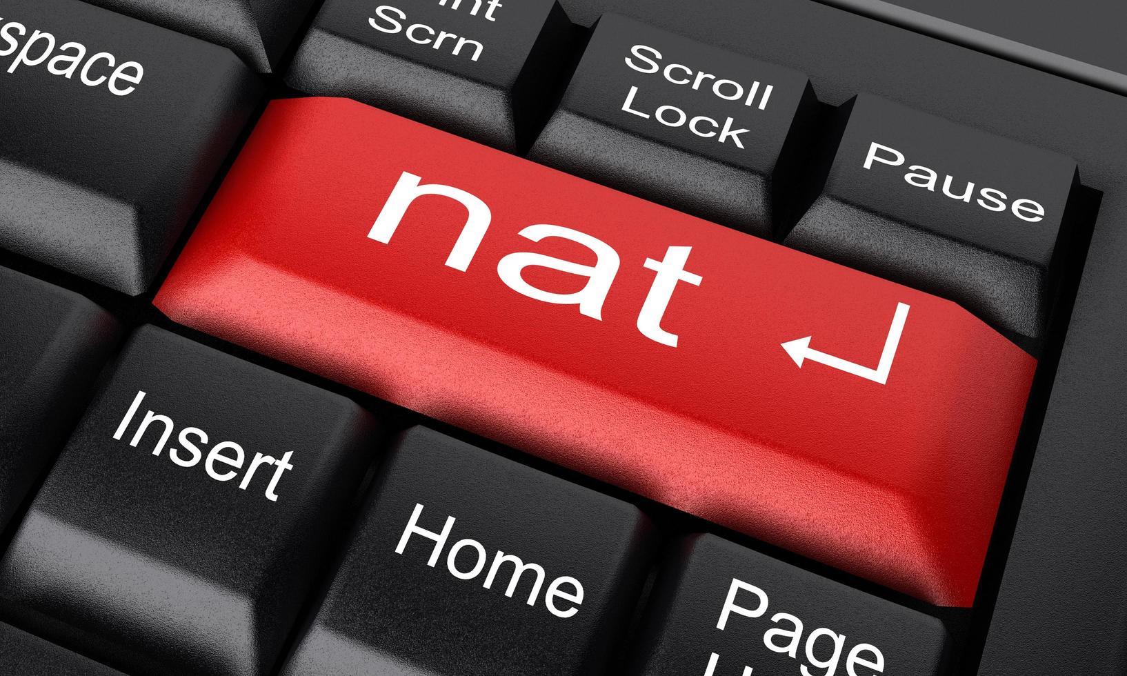 nat word on red keyboard button photo
