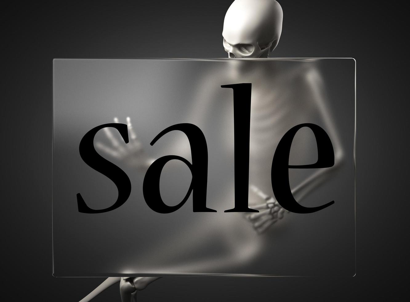 sale word on glass and skeleton photo