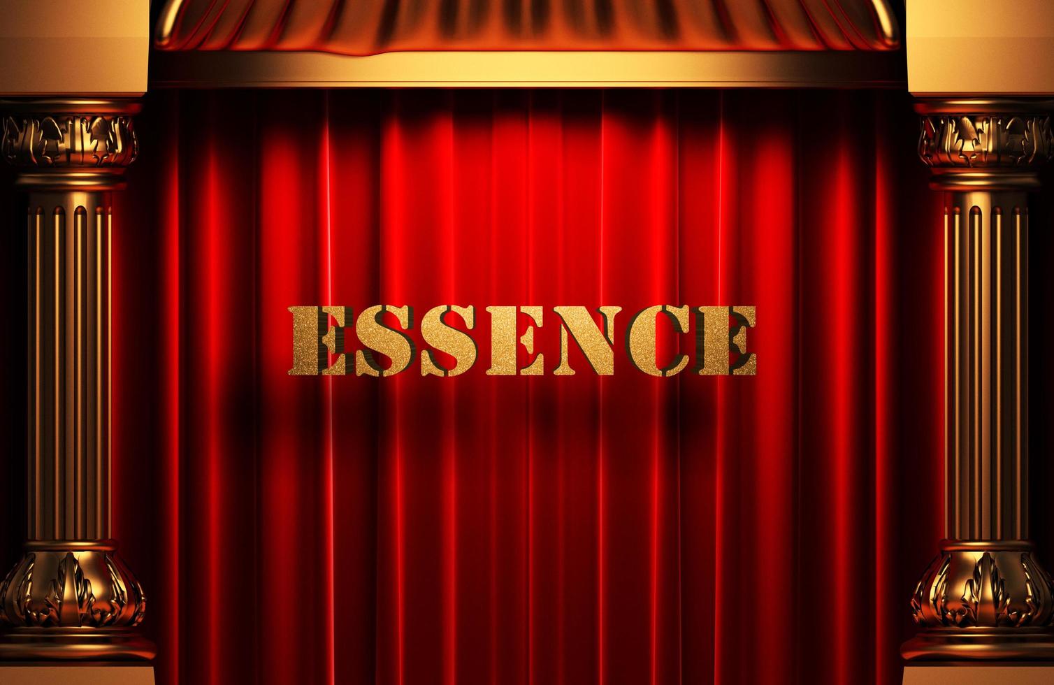 essence golden word on red curtain photo