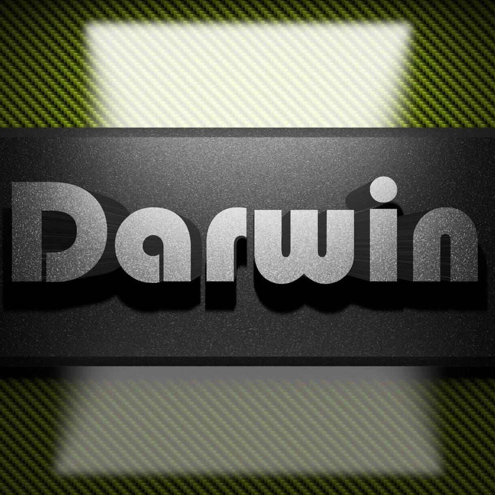 Darwin word of iron on carbon photo