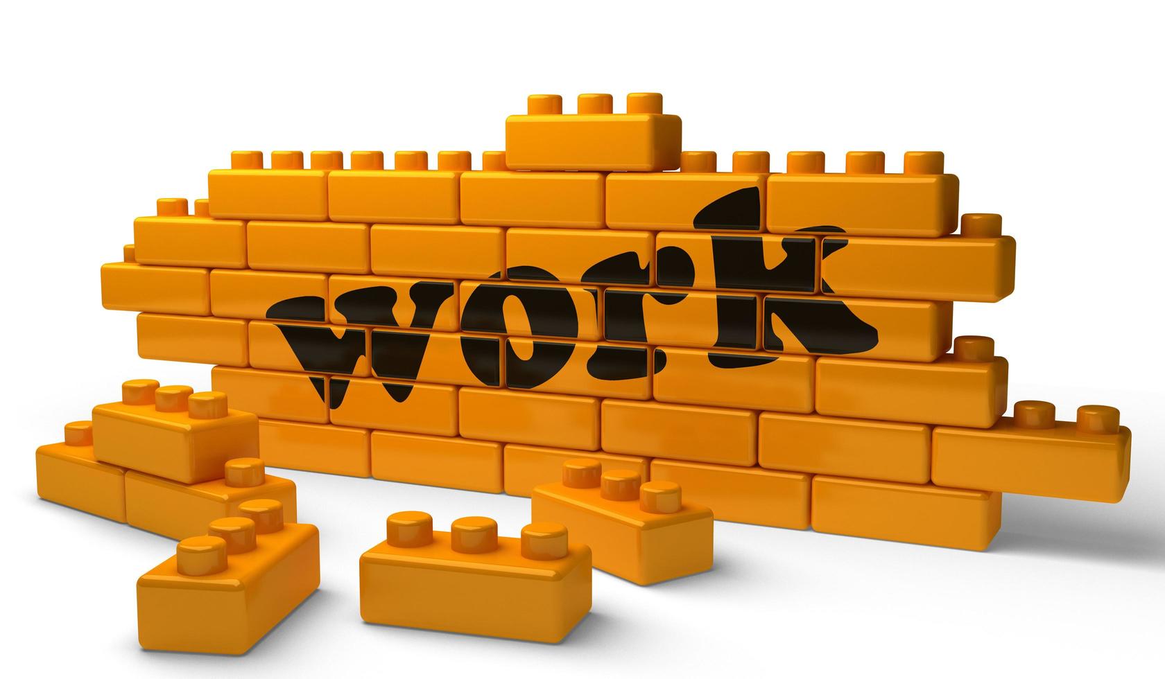 work word on yellow brick wall photo