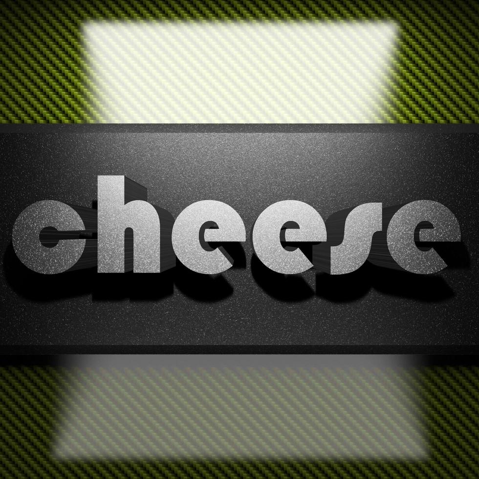 cheese word of iron on carbon photo