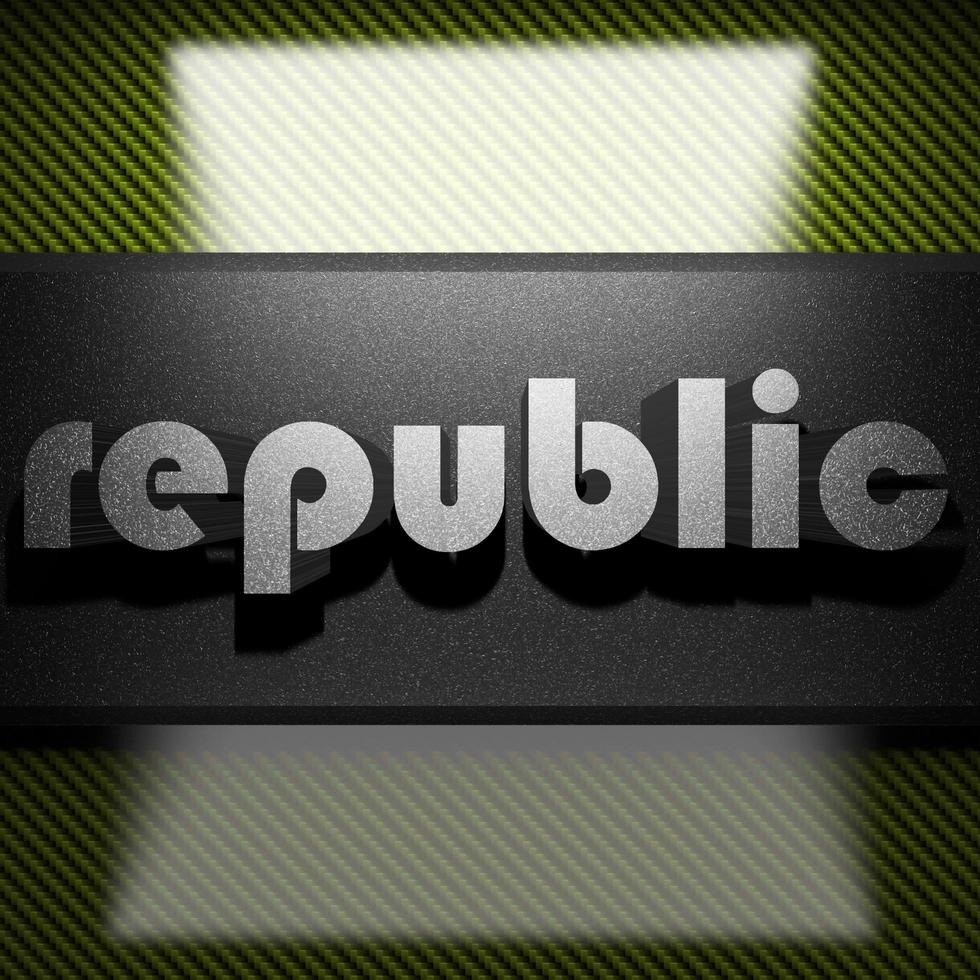 republic word of iron on carbon photo