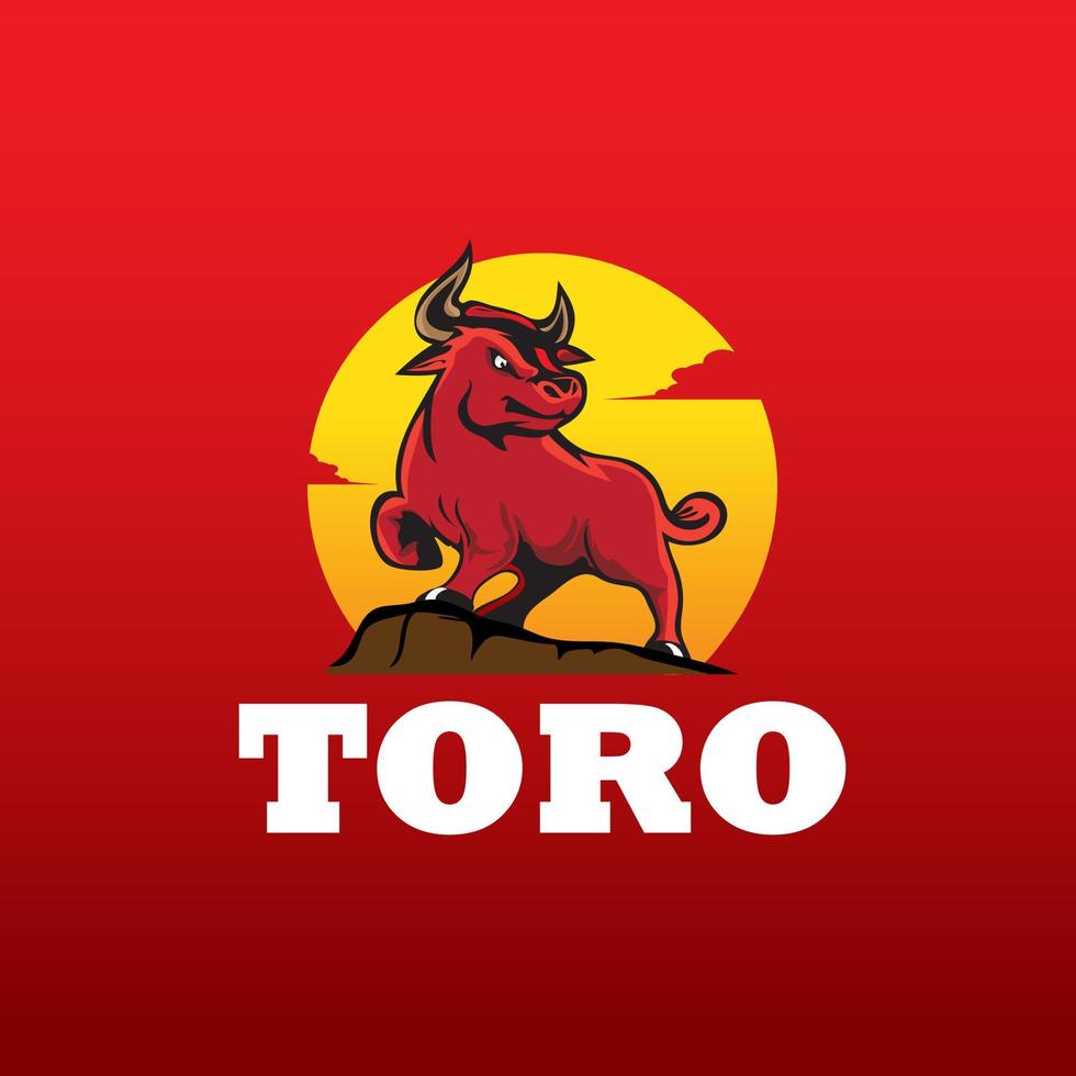 toro el toro. la ilustración del toro rojo se puede utilizar como logotipo, afiche, infografía o cualquier otro propósito vector