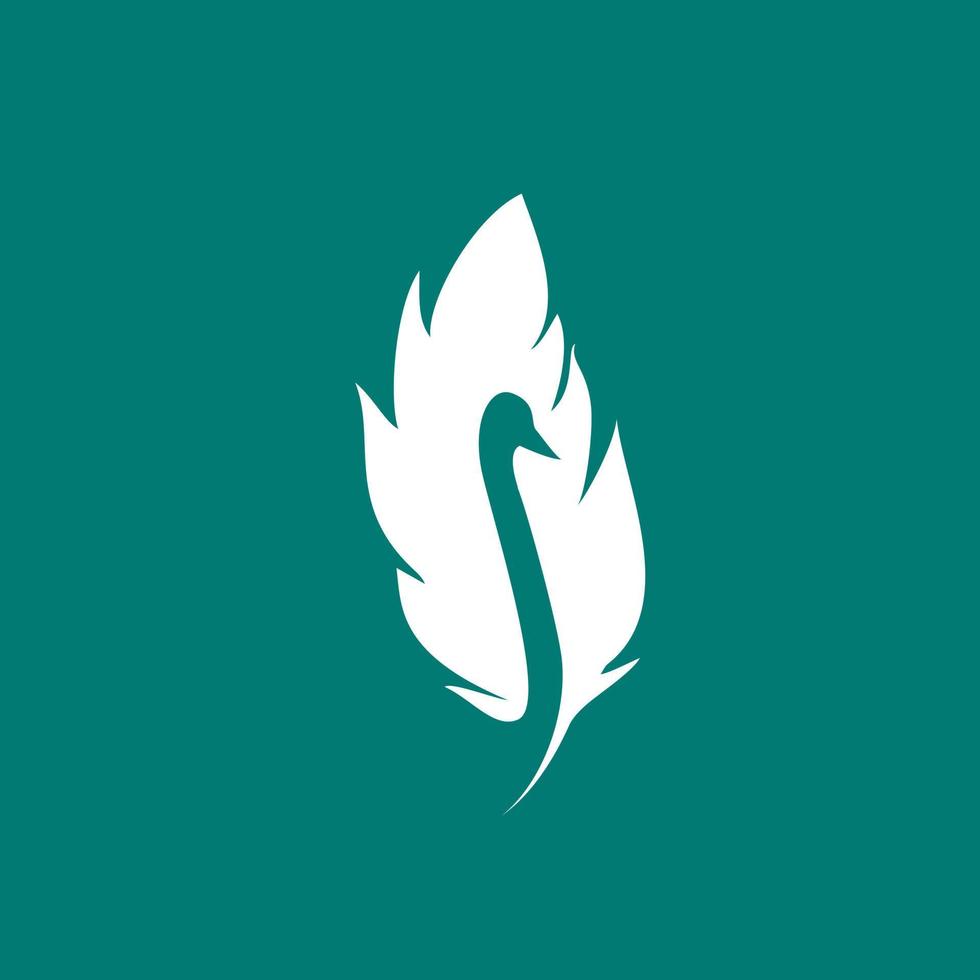 Feather and Goose in negative space. simple and modern. can be used for medical and healthcare logo product, apparel brand, or any other purpose vector