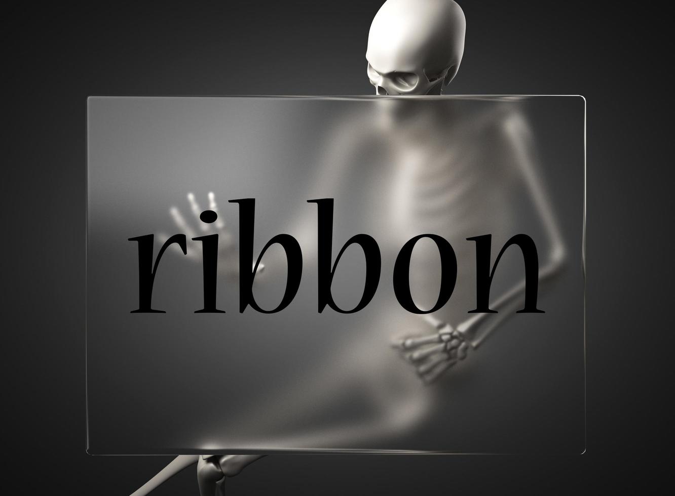 ribbon word on glass and skeleton photo