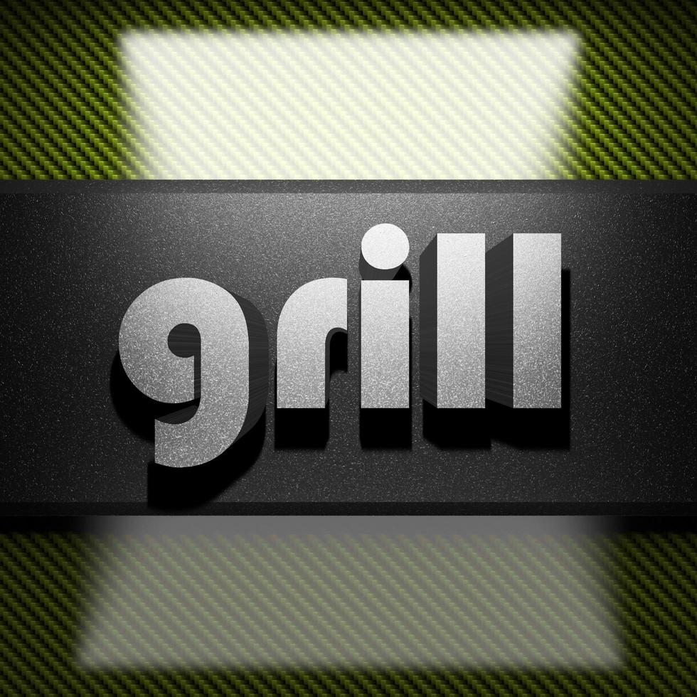 grill word of iron on carbon photo