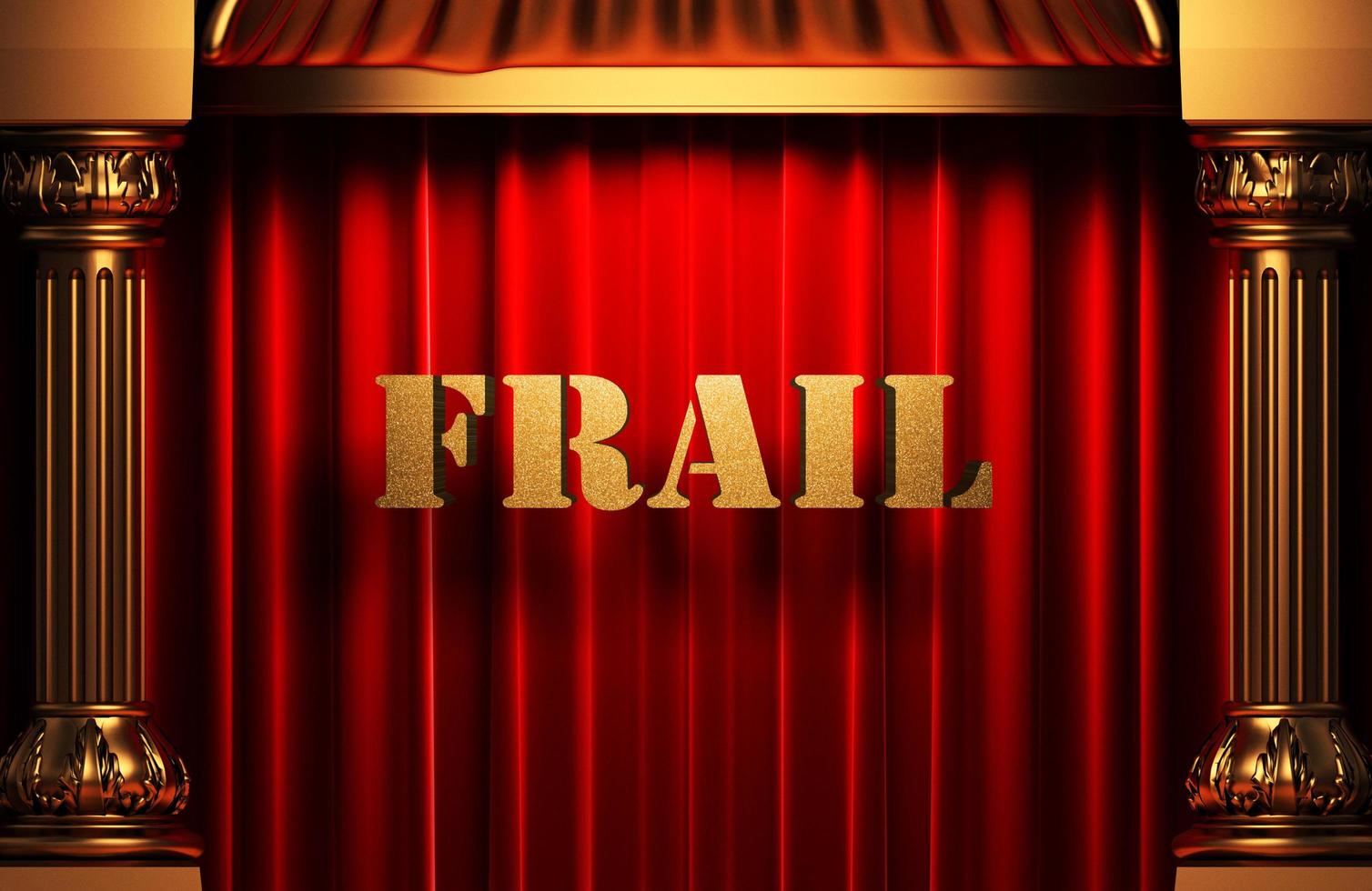 frail golden word on red curtain photo