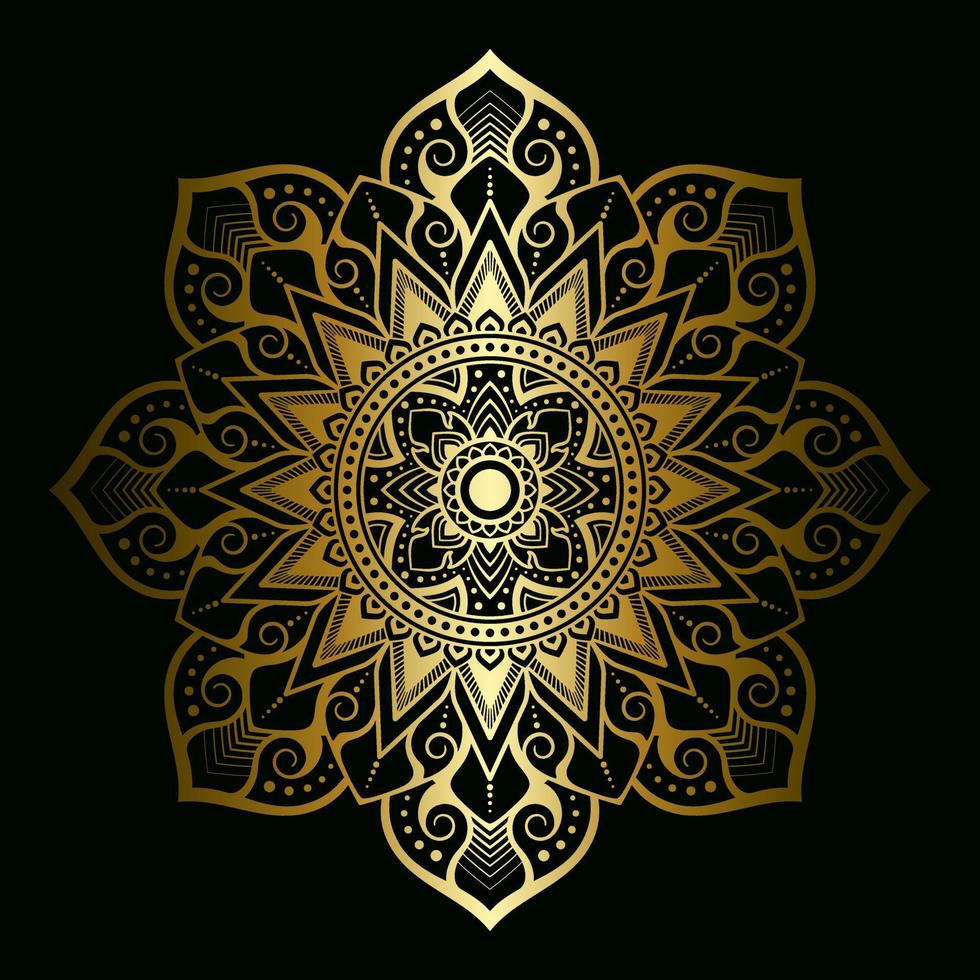 Mandala Pattern Applied Thai Art Style With Golden Gradient 7617337