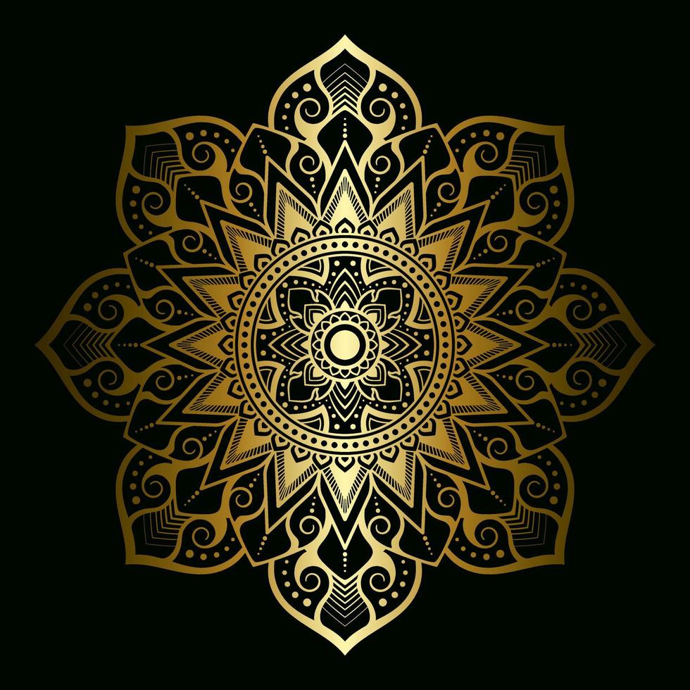 Mandala Pattern Applied Thai Art Style With Golden Gradient vector