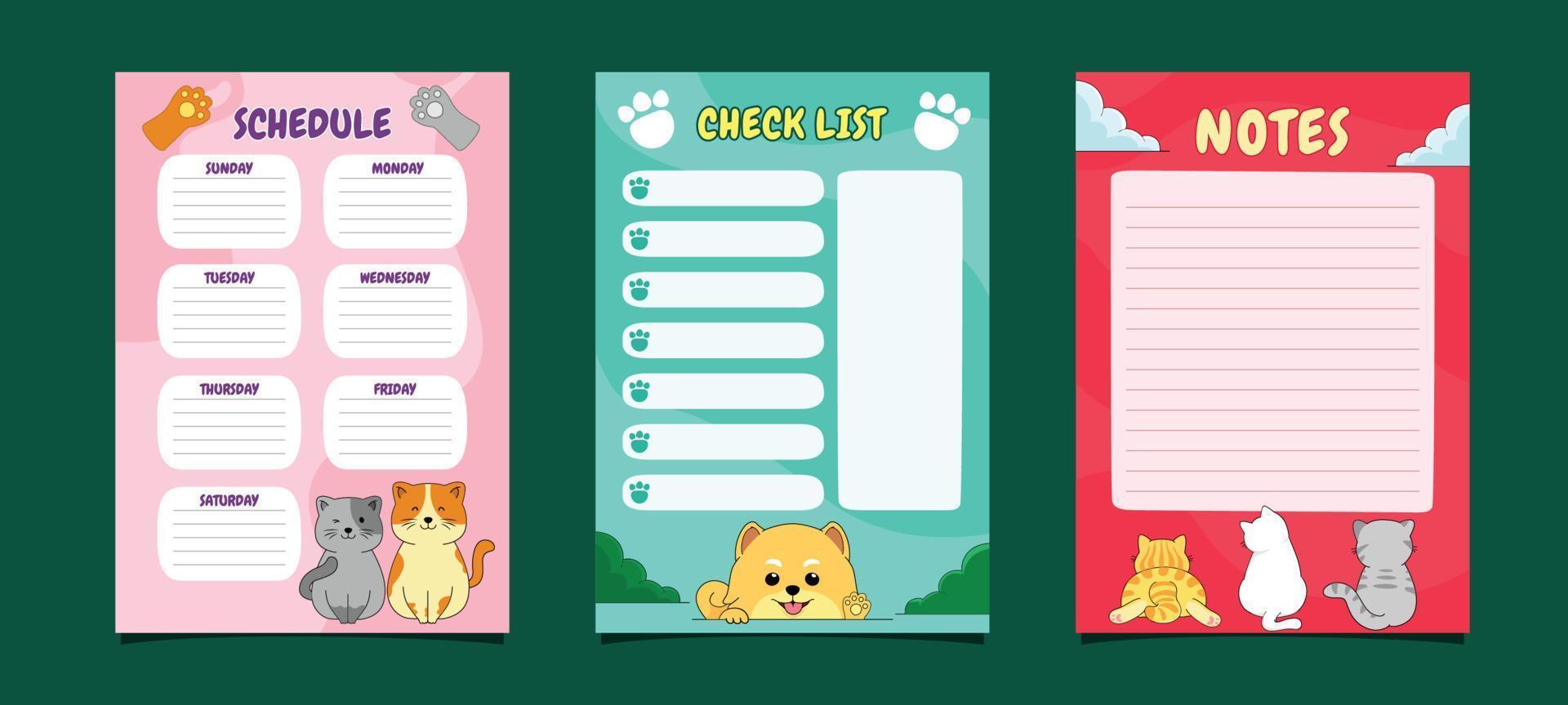 Journal Template of Cat and Dog vector