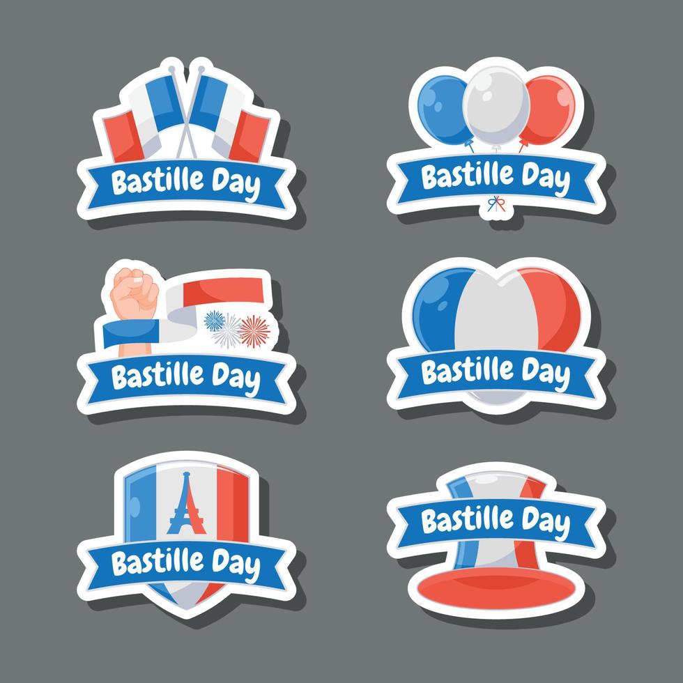 Bastille Day Sticker Collection vector