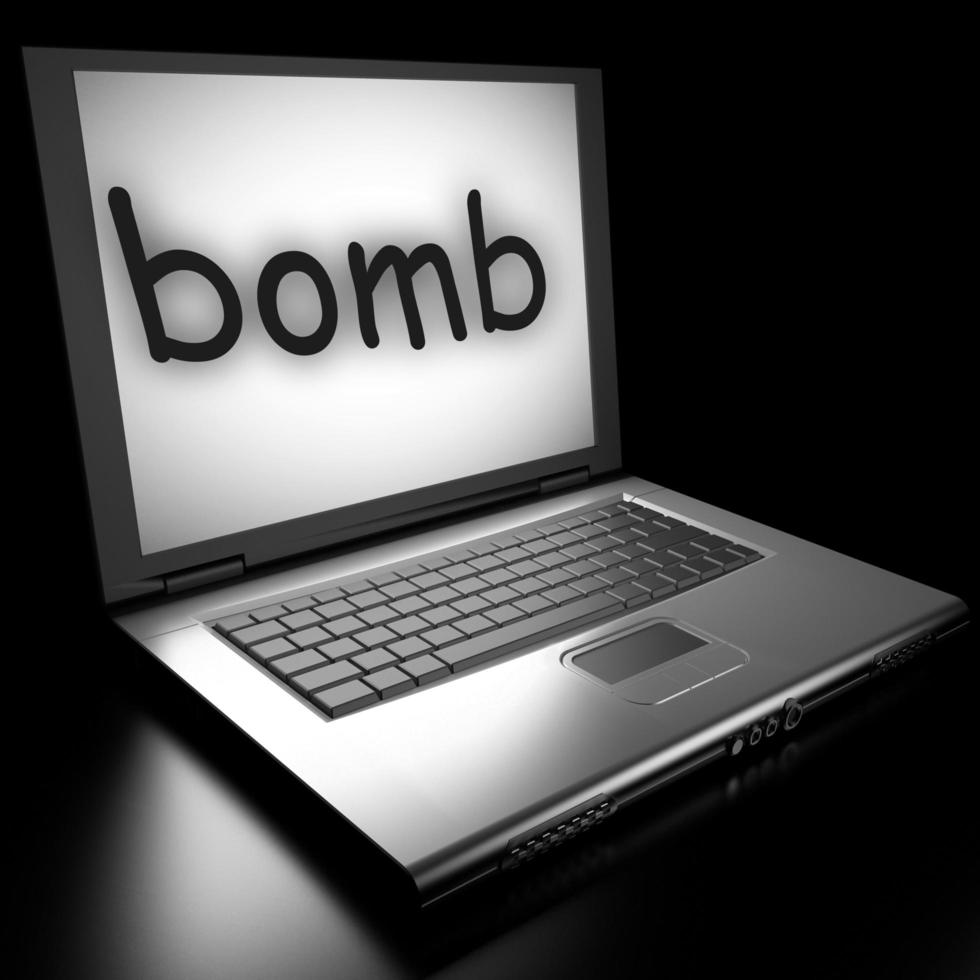 bomb word on laptop photo