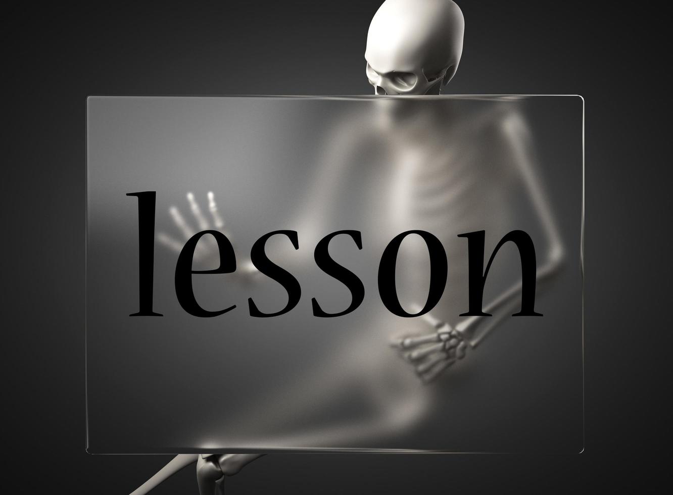 lesson word on glass and skeleton photo