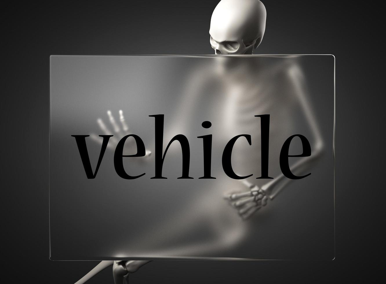 vehicle word on glass and skeleton photo