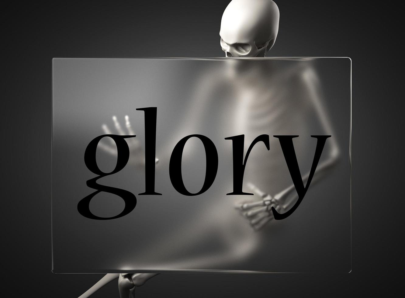 palabra de gloria en vidrio y esqueleto foto