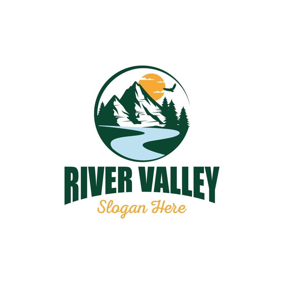 River Mountain Logo Design Vector Template