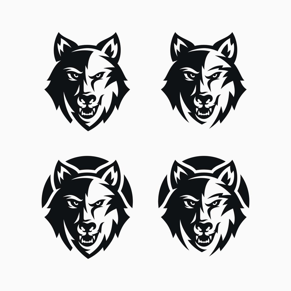 Ilustración de vector de arte de línea de cabeza de lobo simple