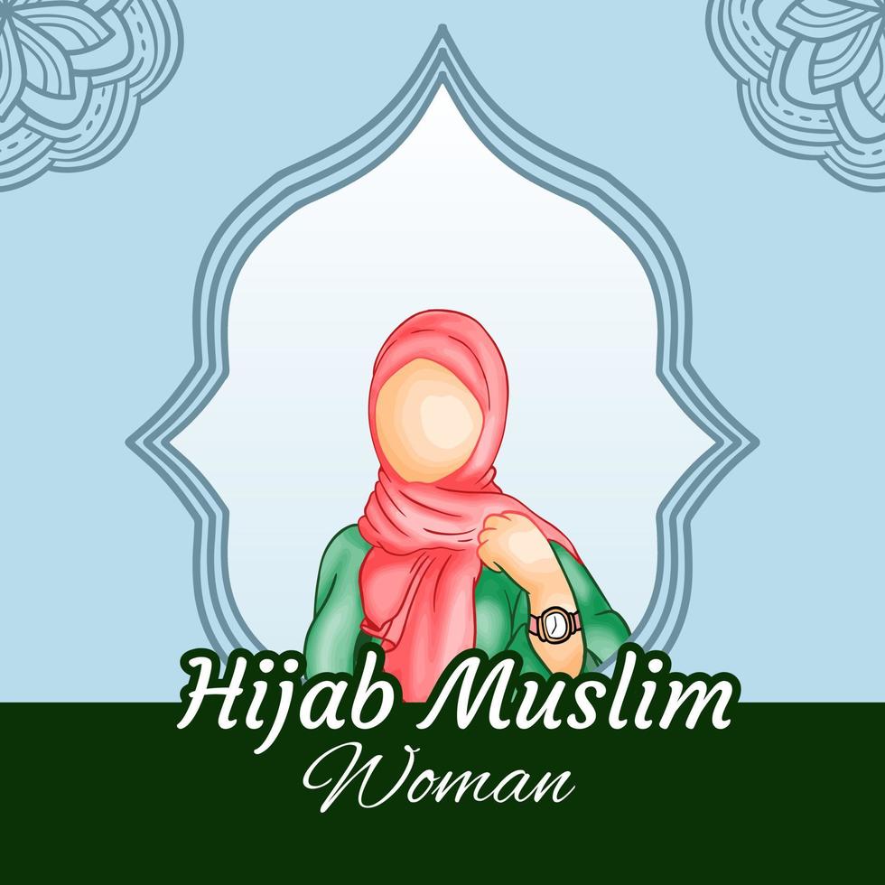diseño de plantilla de niña musulmana hijab vector
