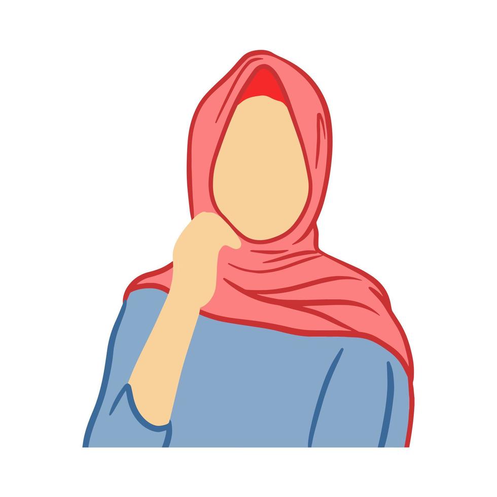 elegante y moderna mujer hijab dibujada a mano. caras abstractas modernas chica hijab de moda perfecta para plantilla de redes sociales y papel tapiz. vector