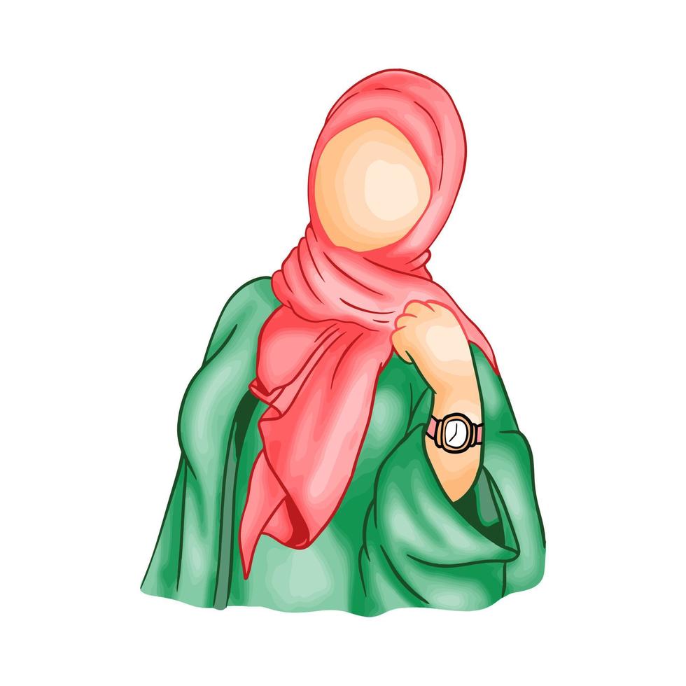 beautiful muslim women hijab vector illustration