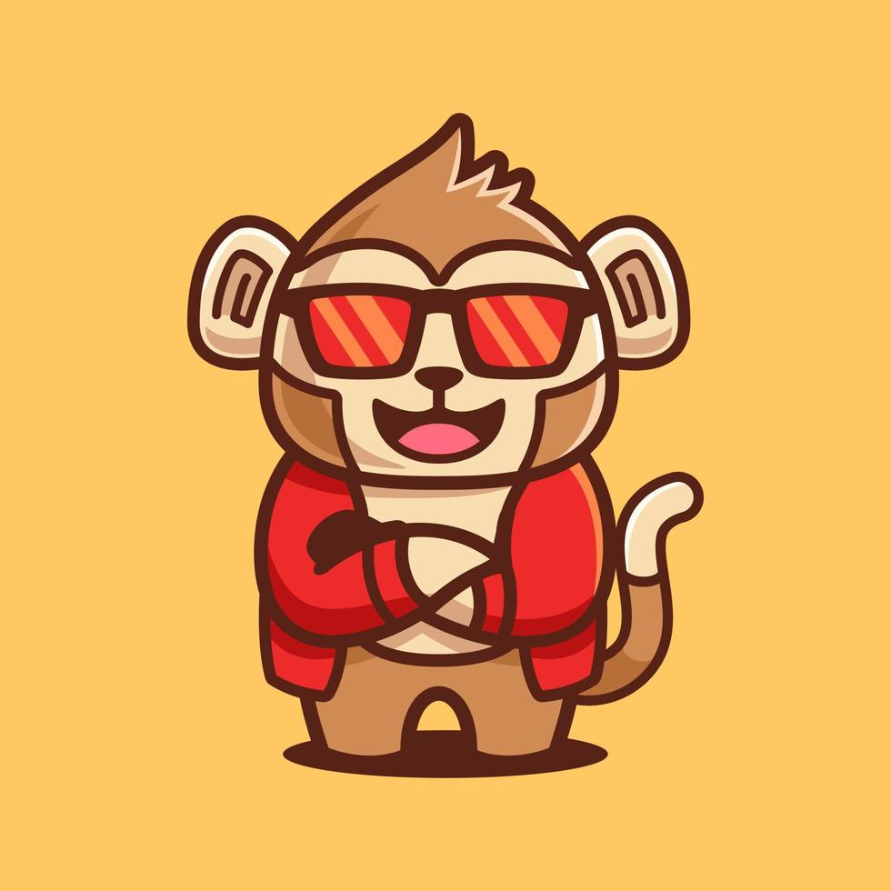 Cool Monkey Wear Sunglasses Cartoon Character vector