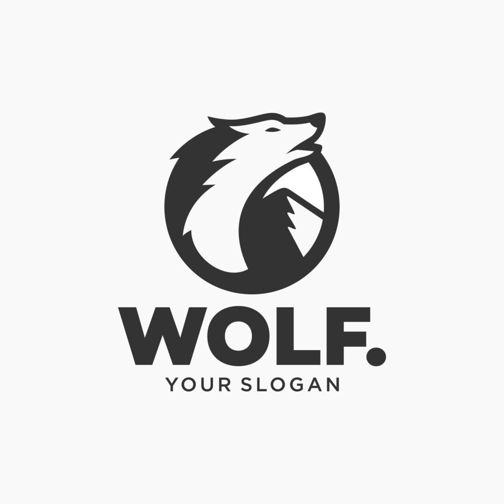 Simple Wolf Head line Art Vector Illustration