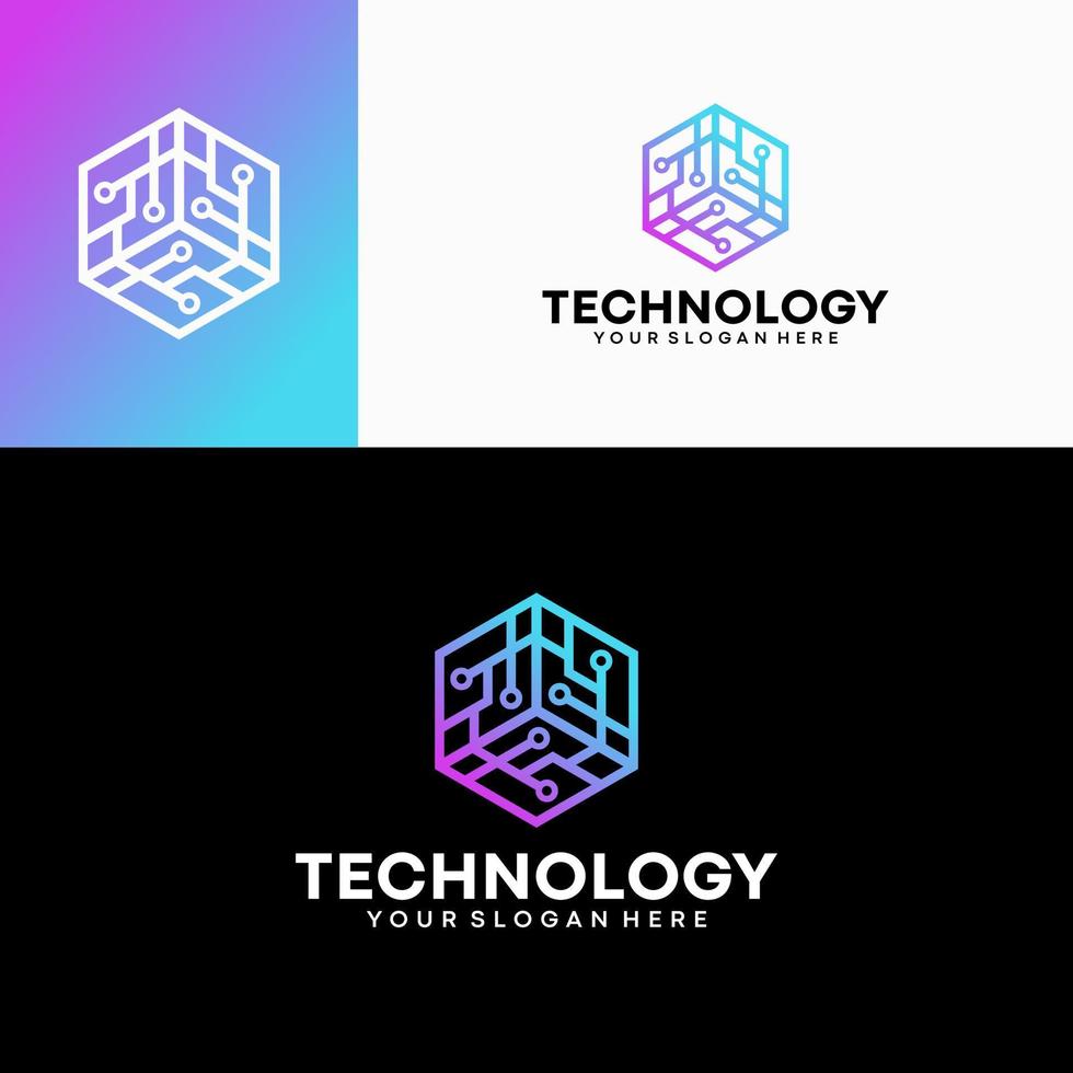 Modern Hexagon tech logo designs concept vector, Hexa Technology logo template vector