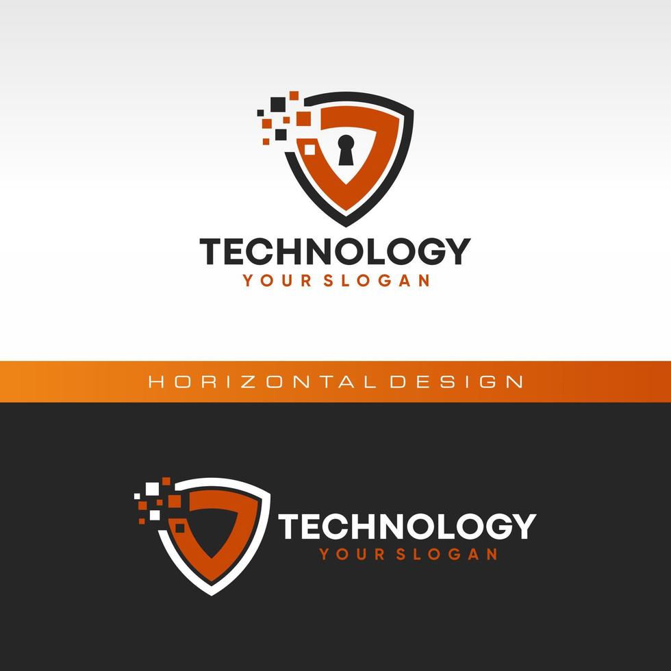 Shield Technology Logo Icon Stock Vector