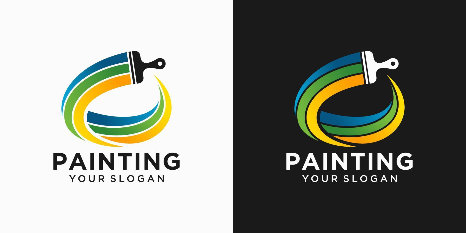 plantilla de vector de diseño de logotipo de pintura de casa