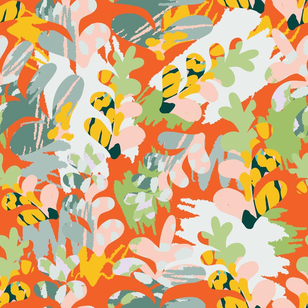 seamless mixed multicolour leaves pattern background , greeting card or fabric vector