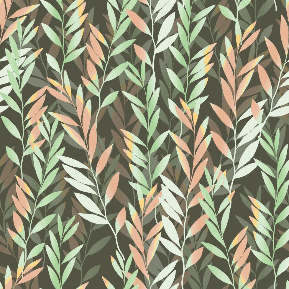 fondo de patrón de hojas multicolor sin costuras, tarjeta de felicitación o tela vector