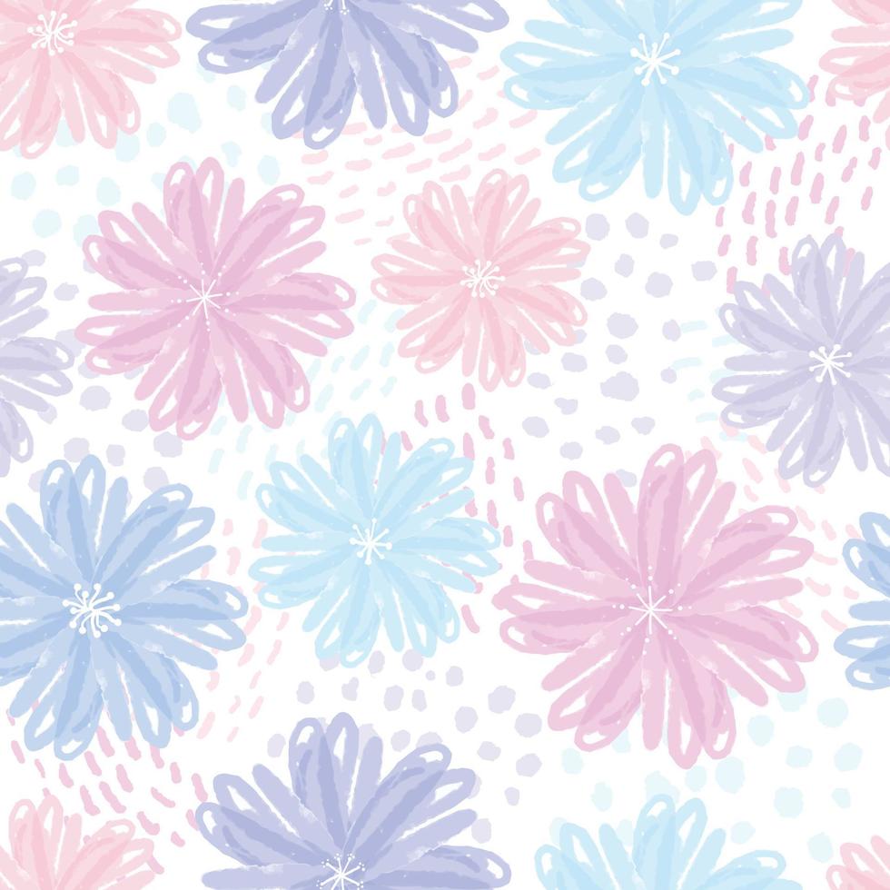 seamless mixed pastel blooms and dot pattern background , greeting card or fabric vector