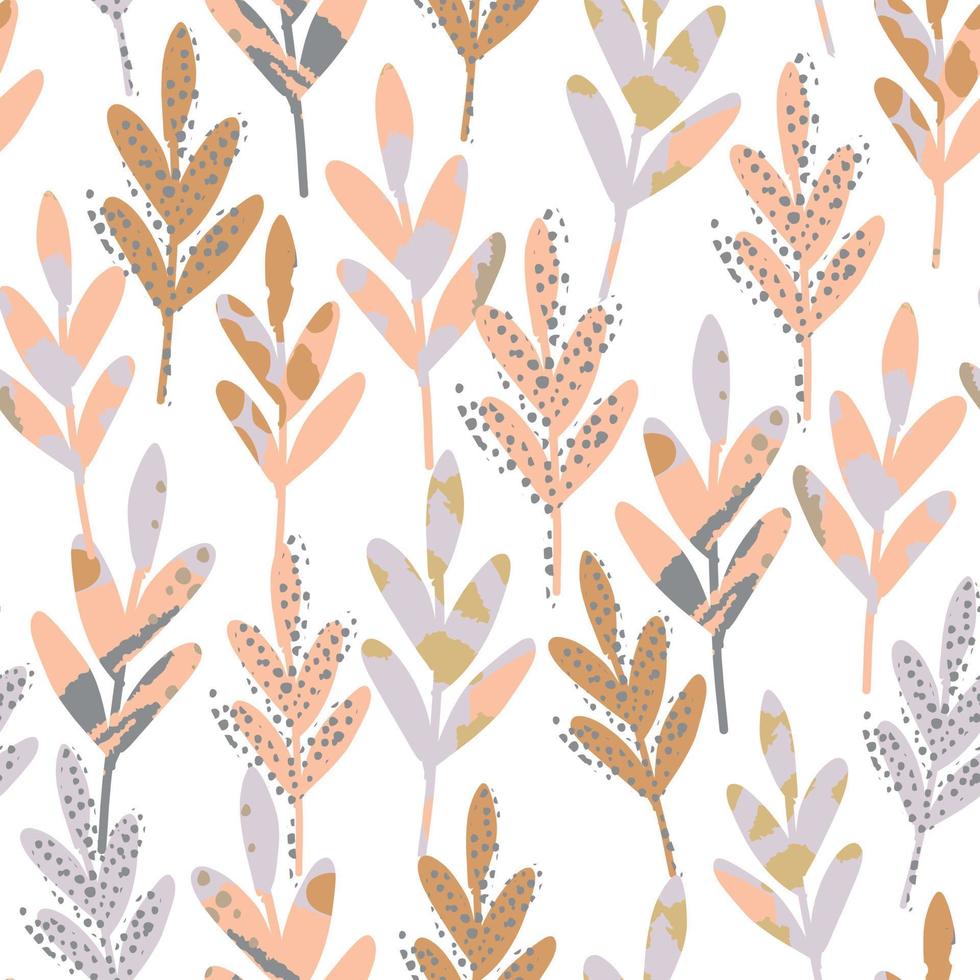 seamless cute abstract leaves pattern on white background , greeting card or fabric vector