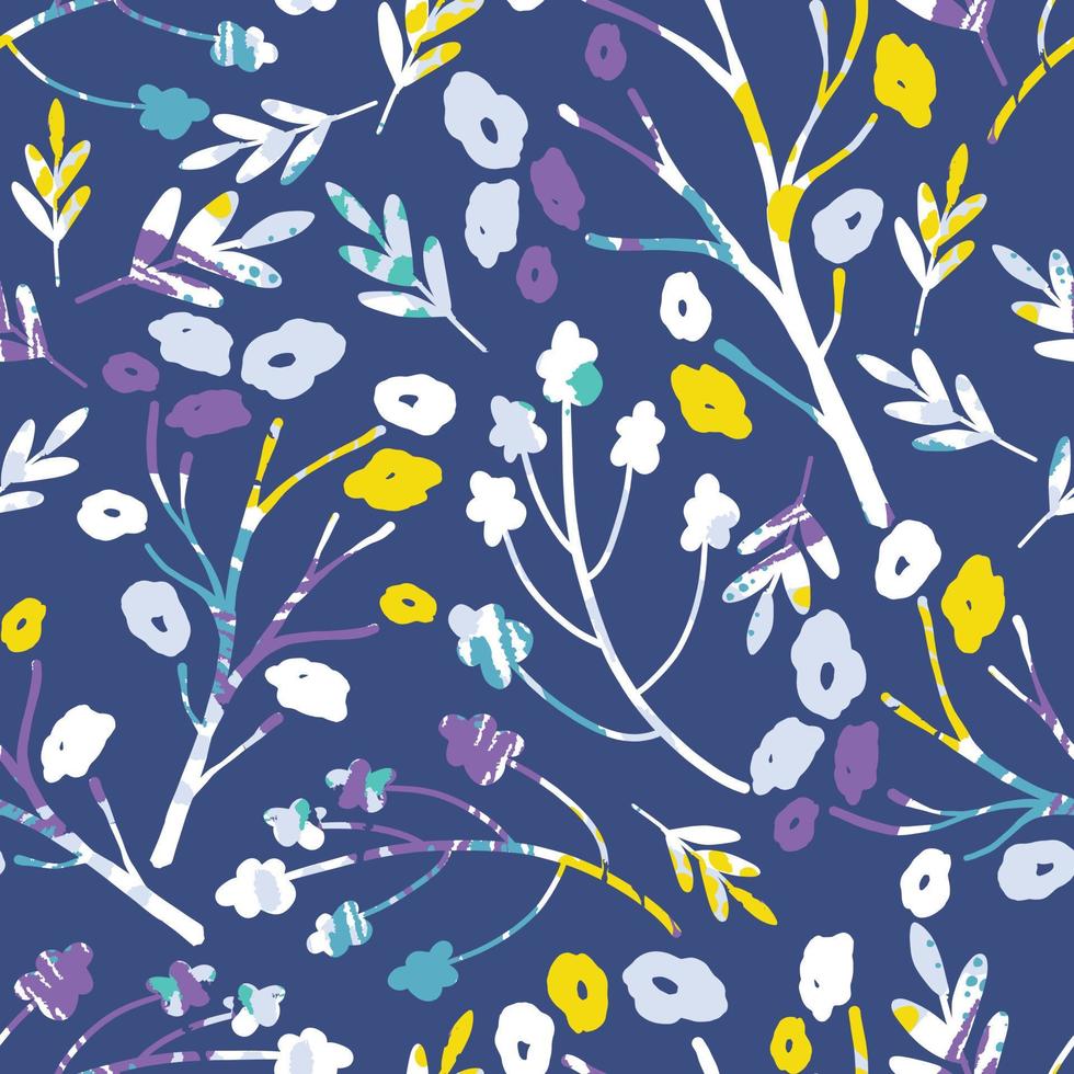 seamless abstract doodle flowers pattern background , greeting card or fabric vector