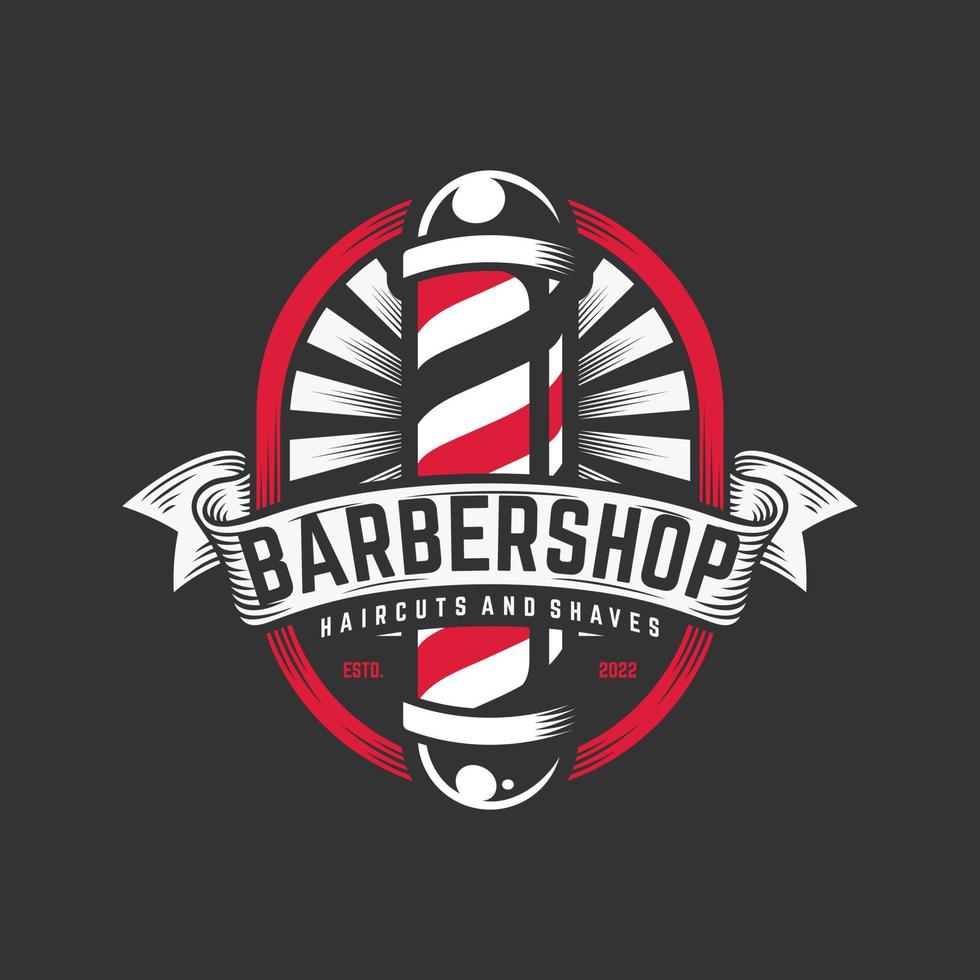 plantilla de vector de diseño de logotipo de barbería vintage