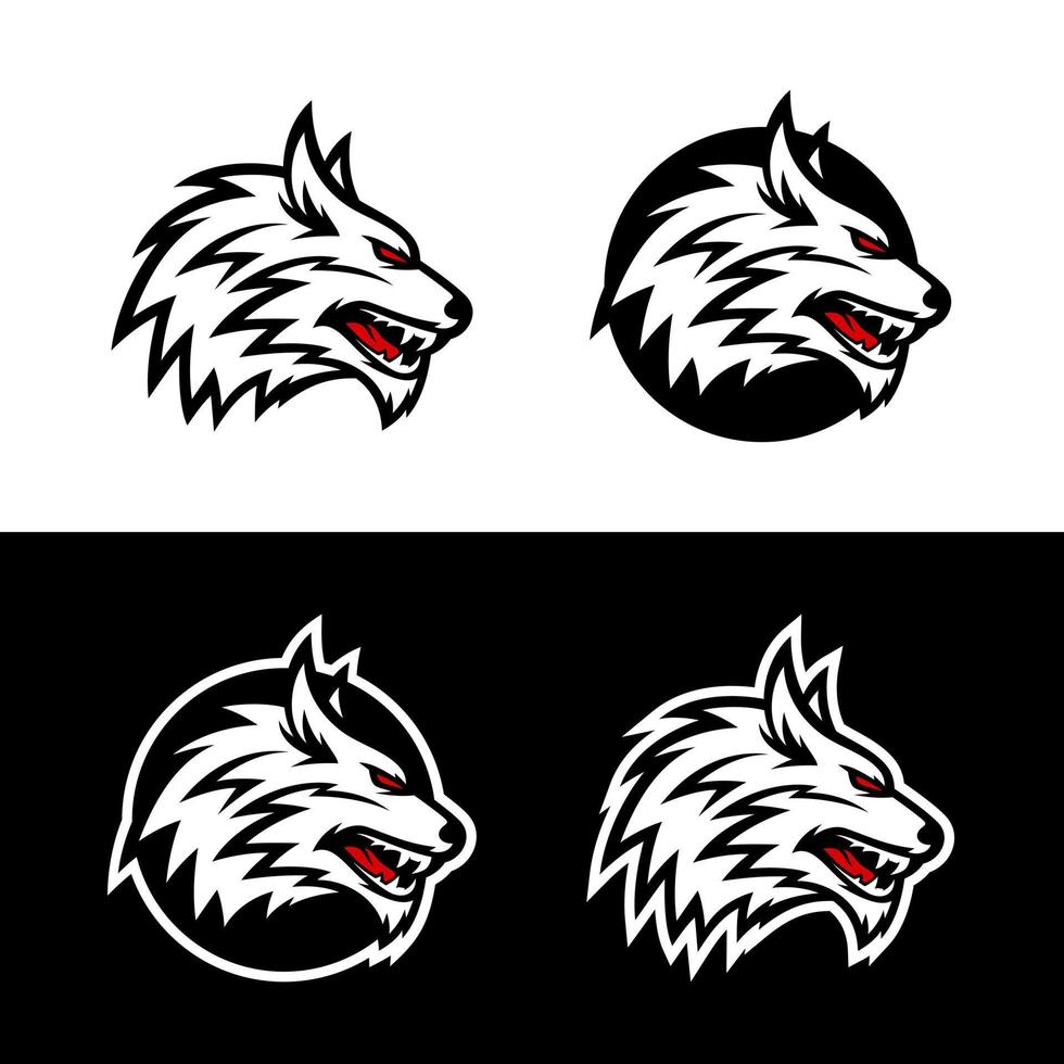 Ilustración de vector de arte de línea de cabeza de lobo simple