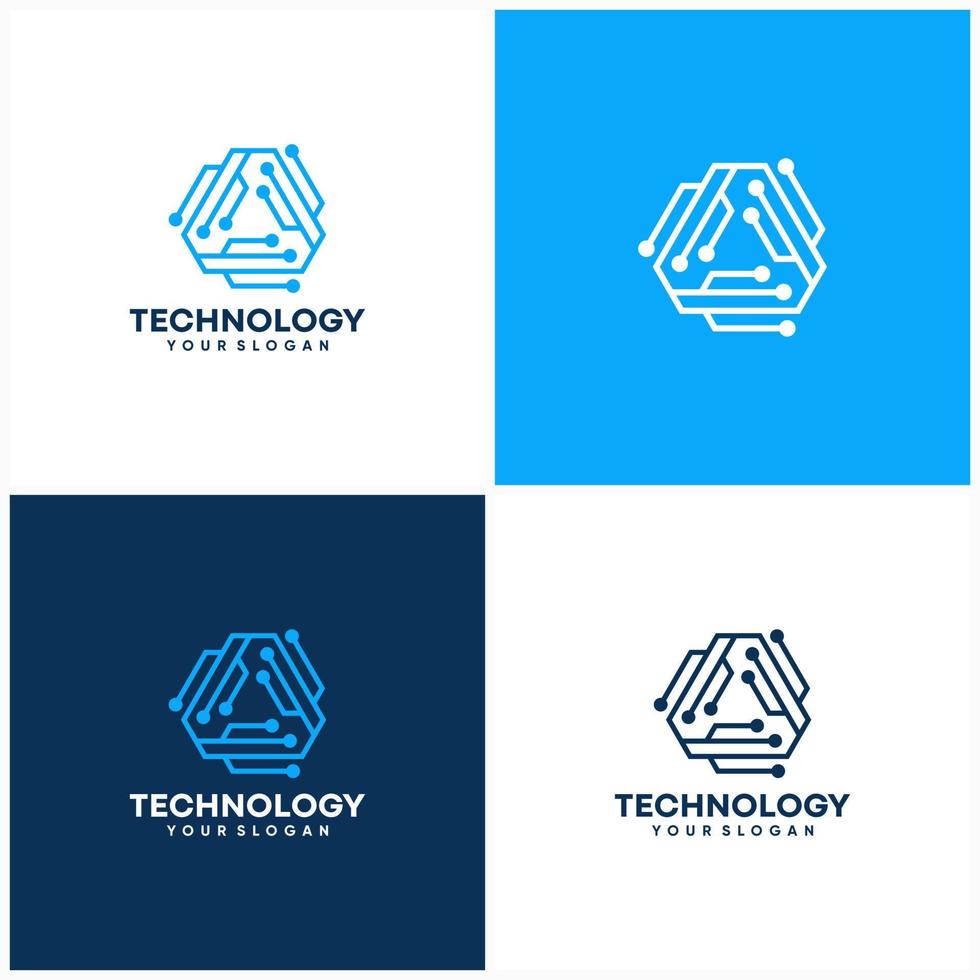 Modern Hexagon tech logo designs concept vector, Hexa Technology logo template vector