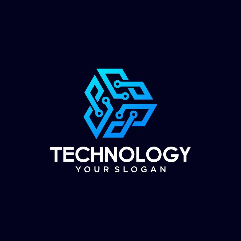 Modern Hexagon tech logo designs concept vector, Hexa Technology logo template vector