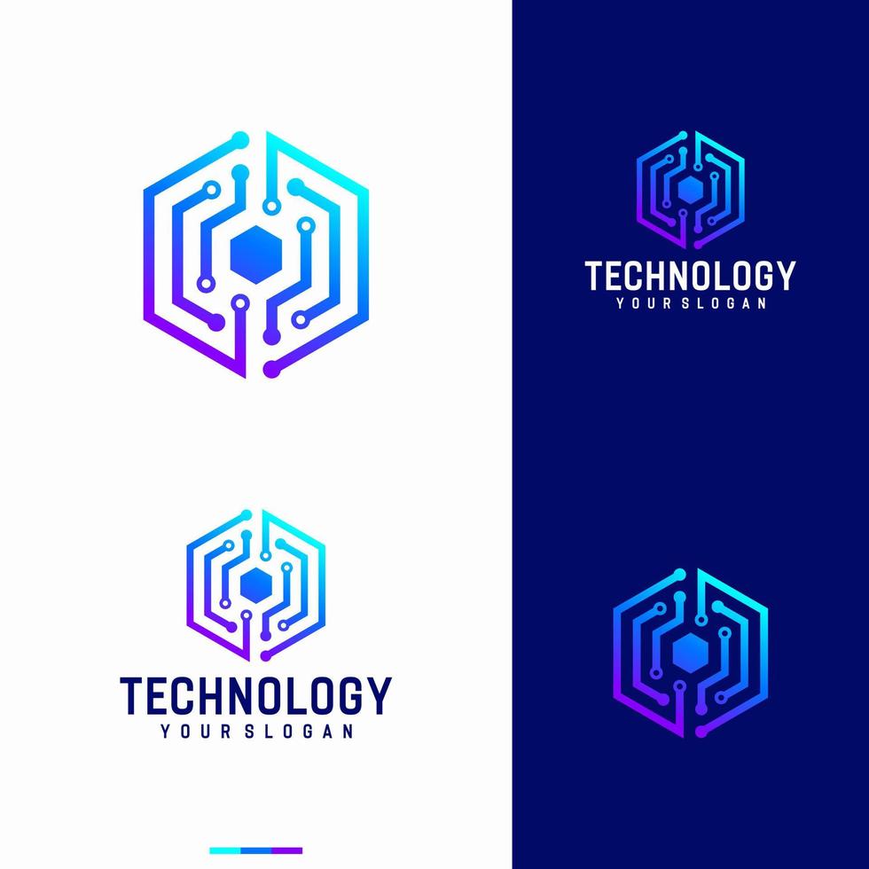 Modern Hexagon tech logo designs concept vector, Hexa Technology logo template vector