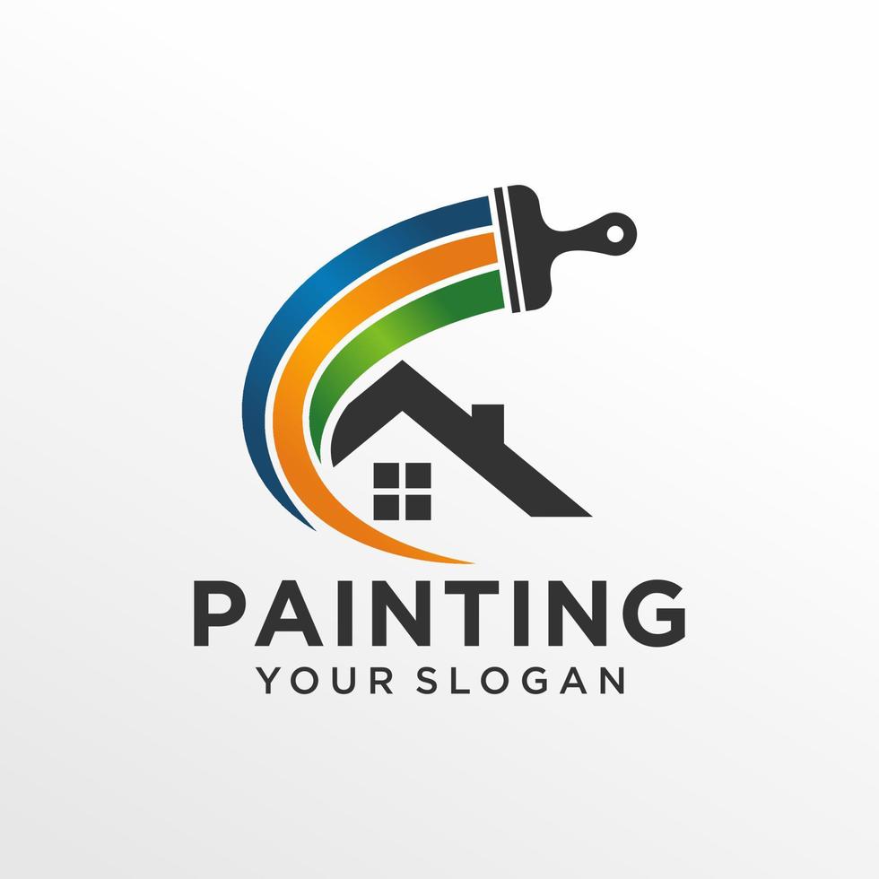 plantilla de vector de diseño de logotipo de pintura de casa