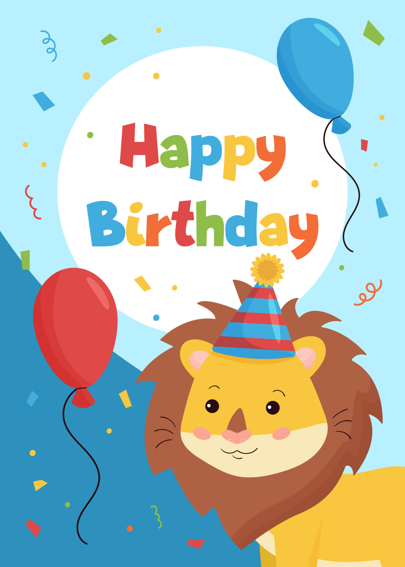 Happy Birthday greeting card for children with cute cartoon lion. African animals. Vector illustration ideal for cards, invitations, posters and banners. 7619704 Vector Art at Vecteezy Happy Birthday greeting card for children with cute cartoon lion. African animals. Vector illustration ideal for cards, invitations, posters and banners. 7619704 Vector Art at Vecteezy